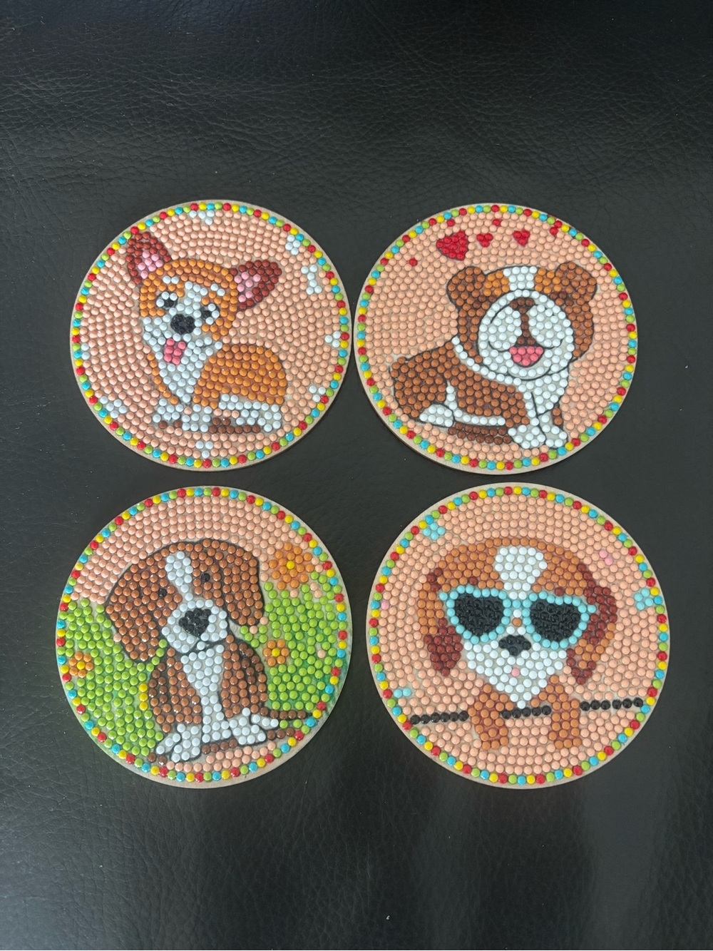 Hand Crafted Wooden Dog Coaster Set of 4
